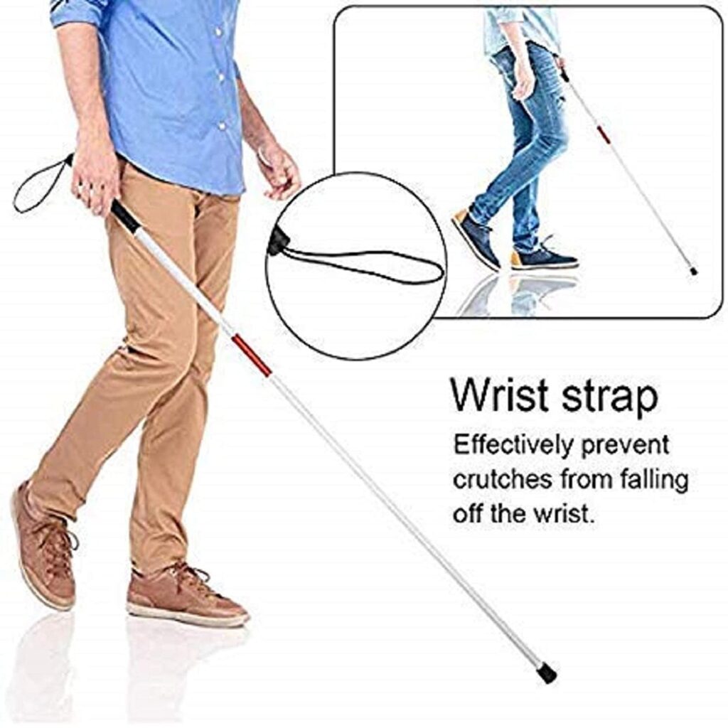 Albio Folding Blind Cane Reflective Red Folding Walking Stick For