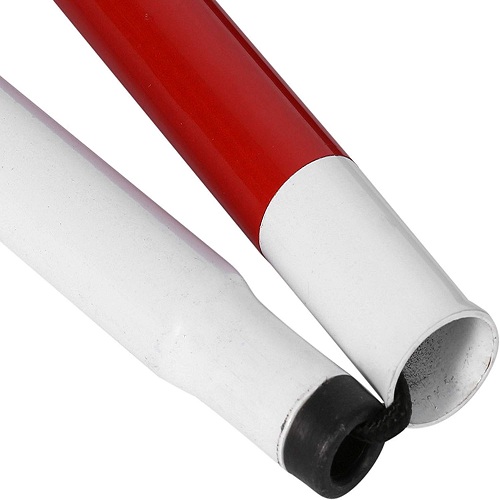 Blind Stick 4-Sections Aluminum Foldable Red White Reflector Tape Cane Portable Anti-Shock Guide Walking Stick for Sight Impaired Blind People 